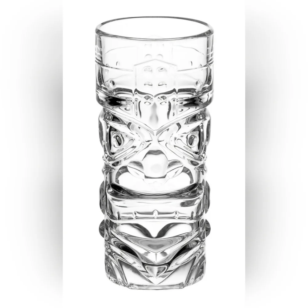 Set Of 2 Tiki Drinking Cocktail Glasses 14 oz. Each Clear.Theme Party